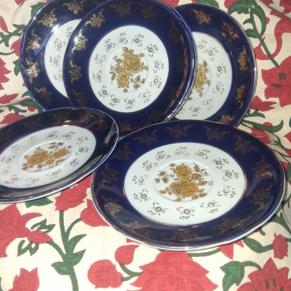 6 BREATHTAKINGLY BEAUTIFUL "ALPINE CUISINE" FINE PORCELAIN SAUCERS.